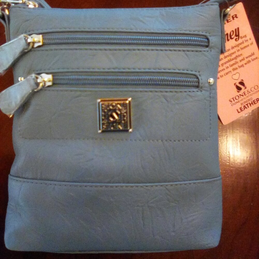 NWT Stone & Co blue Sydney bonded leather 3 in 1 purse